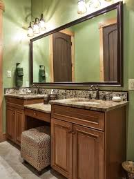 Traditional Green Bathroom With Light Wood Vanity Green Bathroom Brown Bathroom Bathrooms Remodel