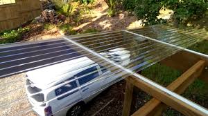 Polycarbonate panels have a protective blue film on the exterior and clear or white on the interior. How To Install Polycarbonate Roofing Youtube