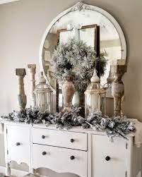 Dining Room Buffet All Fluffed For The Holidays Amy Kinser Buffet Decor Dining Room Buffet Decor Table Centerpieces For Home