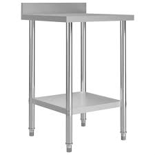 Commercial kitchen work tables with butcher block tops or maple tops to provide a lifetime of service. Kitchen Work Table With Backsplash 60x60x93 Cm Stainless Steel