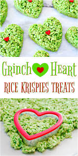 The grinch's heart grew three sizes that day. Grinch Heart Rice Krispies Treats Recipe