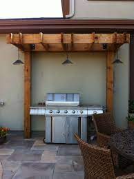 Arbor With Lighting Over Grill Patio Grill Backyard Patio Outdoor Grill Station