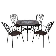 4 Seater Garden Dining Set Stone Round Table Resin Weave Chair Outdoor Furniture Outdoor Tables And Chairs Wooden Garden Furniture Rattan Outdoor Furniture