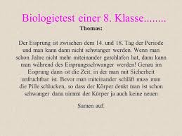 Zyklustag) sind noch relativ sicher. Biologietest Einer 8 Klasse Ppt Video Online Herunterladen