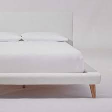 Here is our new floating platform bed frame. Mod Upholstered Platform Bed