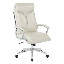 Osp Home Furnishings Executive White Faux Leather High Back Chair With Padded Arms And Chrome Base Fl90071c U28 The Home Depot High Back Chairs Osp Home Furnishings White Faux Leather