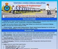 Tentera darat malaysia markas tentera darat, sekretariat tentera darat, wisma pertahanan, jalan padang tembak, 50634 kuala lumpur. Pengambilan Perajurit Muda Udara Siri 56 17 Lelaki Tudm 2017