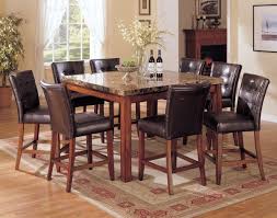 Dining Room Tall Dining Room Set With Laminate Stone Table Feat Leather Chairs An Counter Height Dining Table Set Granite Dining Table Marble Top Dining Table
