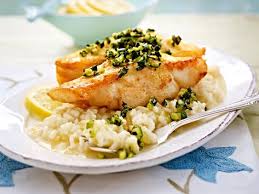 Skrei Im Prosecco Risotto Bett Rezept Lecker Rezepte Zitronen Risotto Skrei Rezept