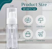RAYNAG 2 Pack Foam Pump Bottles, Mini Travel Size Foaming Soap Dispenser  Clear Plastic Pump Bottle, 50 ml/1.7 oz