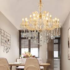 Modern crystal chandelier, crystal lighting lamp, e12 lighting source, used in living room dining hall corridors, etc. Luxury Crystal Chandelier European Gold Pendant Light Dining Room Living Room Hq9155