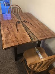Dining Room Table Made From Solid Cherry With Cork Bottle Caps And Epoxy Resin 10 Coats Of Polyurethane Gloss Rustic Dining Table Dining