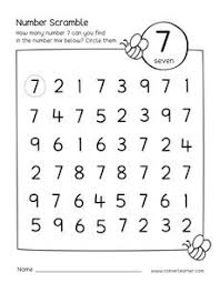 Number Scramble Activity Worksheet For Number 7 For Preschool Children Numbers Preschool Preschool Worksheets Kids Math Worksheets