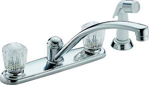 All parts (other than electronic parts and batteries) and finishes of these delta® recertified faucets are warranted to the original consumer purchaser to be free from defects in material and workmanship for ten (10) years from the date of original purchase. Delta Faucet 2402 Lf Two Handle Kitchen Faucet With Spray Chrome 034449620086 1