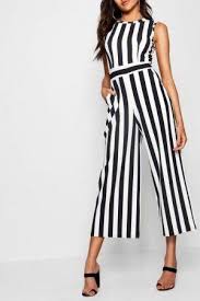 جمبسوت مخطط ابيض واسود انيق Fashion Dresses Striped