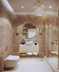 To finish this look, style with a rattan bathroom lighting idea, a wooden framed mirror. Beige Bathroom Modern Bathroom Design Beautiful Bathroom Designs Bathroom Design