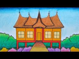 Sketsa gambar mewarnai rumah adat anak sekolah. Gambar Mewarnai Rumah Adat