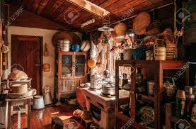 rustic wooden vintage kitchen.. stock
