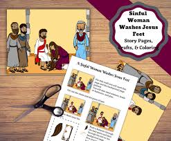 Mulher pecadora para impressão lava os pés de Jesus, artesanato, páginas  para colorir e histórias. Jesus lavou os pés com lágrimas e enxugou os  cabelos. - Etsy Portugal