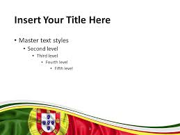 With the proportion of 2:3 this portugal ensign is comprised with two vertical bands of color tinged with green and red respectively. Portugal Flag Powerpoint Template Presentationgo Com