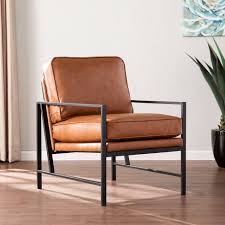 One (1) accent chair material: Winche Faux Leather Upholstered Accent Chair Black Brown Aiden Lane Target