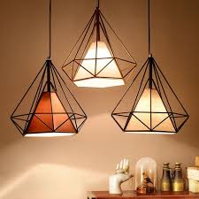 Modern Industrial Style Metal Wire Frame Ceiling Light Shades Diamond Cage Decor Decorative Lighting Design Ceiling Light Shades Ceiling Lights