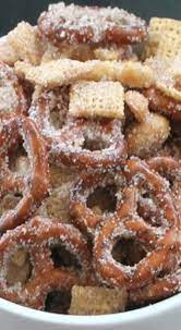 Sweet Salty Cinnamony Pretzel Snack Mix Recipe Snack Mix Recipes Snack Recipes Pretzel Snack Mix