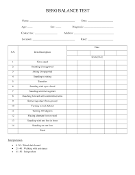BERG BALANCE TEST | Exercises Clinical Medicine | Docsity