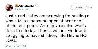 Justin Bieber Posted A Fake Pregnancy Announcement For April Fools Day