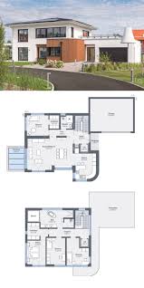 Stadtvilla Haus Design Modern Grundriss Mit Garage Walmdach Einfamilienhaus Mit 5 Zi Modern Floor Plans Architectural Design House Plans Architecture House