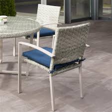 Wicker paradise carries a large selection of quality wicker dining sets and barstools, ideal for outdoor dining as well as indoor areas. Corliving Rattan Patio Dining Chairs Grey Blue Cushions Set Of 4 Pcl 194 C Rona