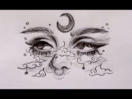 The gift shop is open á´´á´° Easy Draw Girl With Aesthetic Makeup Moon And Clouds Art Drawings Sketches Simple Beauty Art Drawings Cool Art Drawings