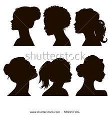 Women S Elegant Silhouettes With Different Hairstyles Beautiful Female Face In Profile Eps8 Woman Face Silhouette Face Profile Face Silhouette