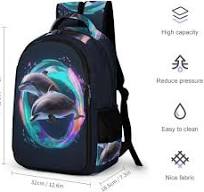 WCEECE Neutral Rucksack 3D-Farbdruck Personalisierter Schulranzen Delfin  Mädchen Teenager Leichter Tiers Schulrucksack Outdoor Freizeit Kinder Reise  ...