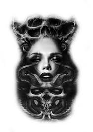 Black And White Womans Face Tattoo Design Biomech Skulls Morphs Girls Face Tattoo Design Desenho De Tatuagem Geometrica Lettering Tatuagem Tatuagem