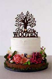 Tree Wedding Cake Topper Custom Last Name Wooden Mr And Mrs Personalized Wood Cake Topper Rustic Cake Topper