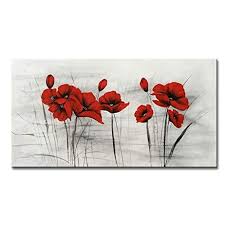 Everfun Art Hand Painted Red Flower Modern Floral Oil Pai Https Www Amazon Com Dp B01m1j9rh7 Ref Cm Floral Oil Paintings Art Painting Oil Flower Painting