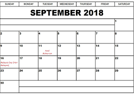 September 2018 Calendar Malaysia Holiday Calendar Blank Calendar Template September Calendar 2018