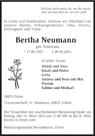 Traueranzeigen von Bertha Neumann
