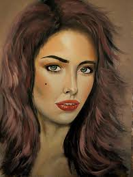 My latest portrait.. This is Sandie, the lovely friend that encouraged me  to start painting as a hobby about 25yrs ago..and yes.... she has a beauty  spot