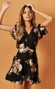 Sycamore Mini Dress In Black Rose