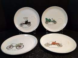 Salem China Antique Car Snack Plates Set Of 4 9 1 4 Dr Vintage Dinnerware Replacements Snack Plate Vintage Dinnerware Car Snacks