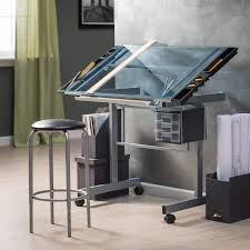 Glass Top Desk Drawing Desk Architecture Desk Architect Table