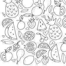 Fruits Food Hand Drawn Coloring Page Printable Etsy Coloring Pages Fruit Coloring Pages Food Coloring Pages