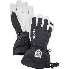 Junior Army Leather Heli Ski Gloves Black