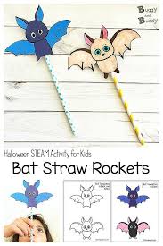 Flying Bat Straw Rockets With Free Printable Bat Template Buggy And Buddy Halloween Science Activities Halloween Preschool Bat Activities For Kids
