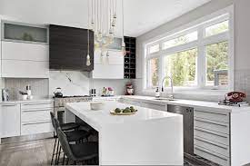Incorporating a waterfall countertop like this marble surface sets the focal point to the kitchen if you think your kitchen counter is prone to heavy use, quartz is the ideal material to use. Waterfall Kitchen Countertops