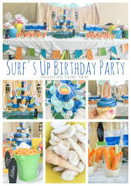 Surf S Up Birthday Party Around My Family Table First Birthday Party Themes Pool Birthday Party Boy Birthday Party Themes