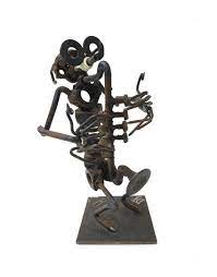 1960s Signed John Duffy Junk Metal Art Sculpture Of Man Playing Saxophone 9 75 Tall Nuts And Bolts Art Junk Metal Art Metal Art Metal Sculpture