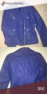 New York Company Royal Blue Faux Leather Jacket Faux Leather Jackets New York Company Leather Jacket